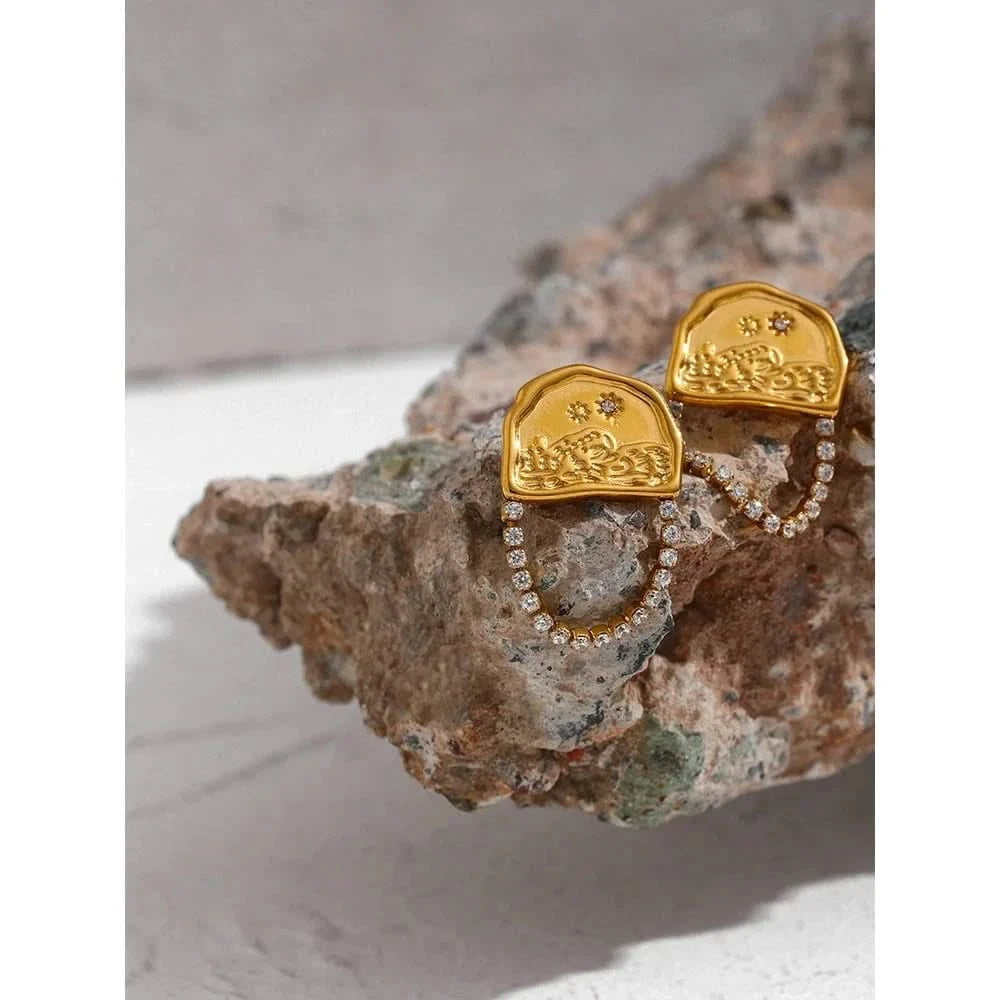 Stainless Steel Cubic Zirconia Geometric Stud - Mabel Love Co