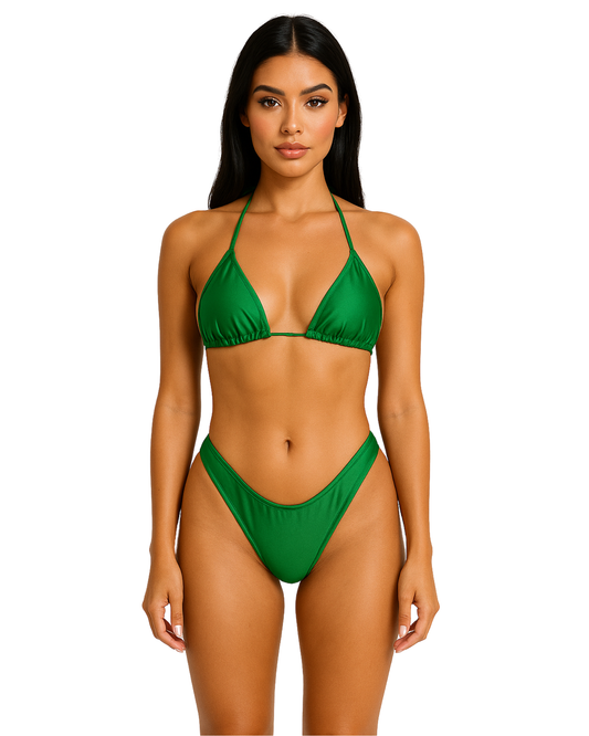 High Cut Thong Green Bikini
