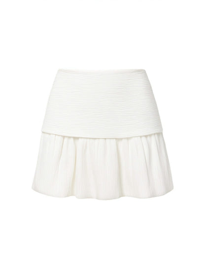 White High Waist Pleated Skirt - Trendy Mini
