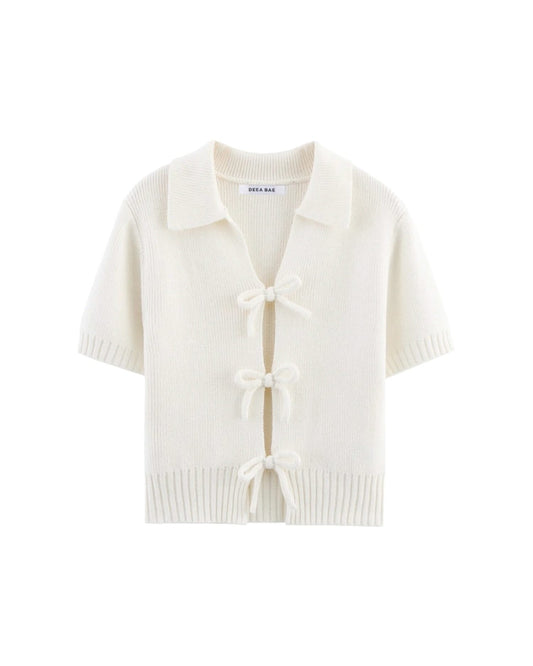 Sweet Bow Knit Top – Casual Korean Style - lifestyle photo