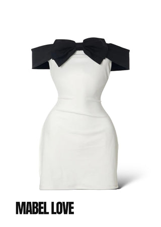 Black Bow Off-Shoulder Mini Dress