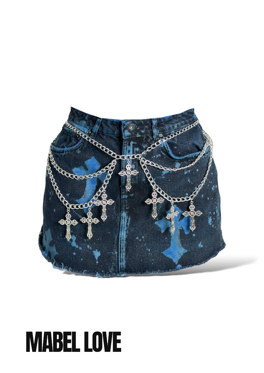 Blue Cross Mini Skirt