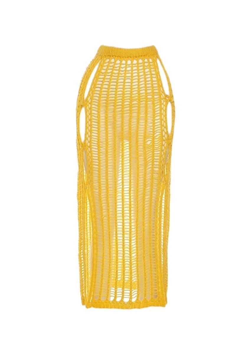 Hollow Out Grid Skirt