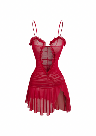 Red mini slip dress