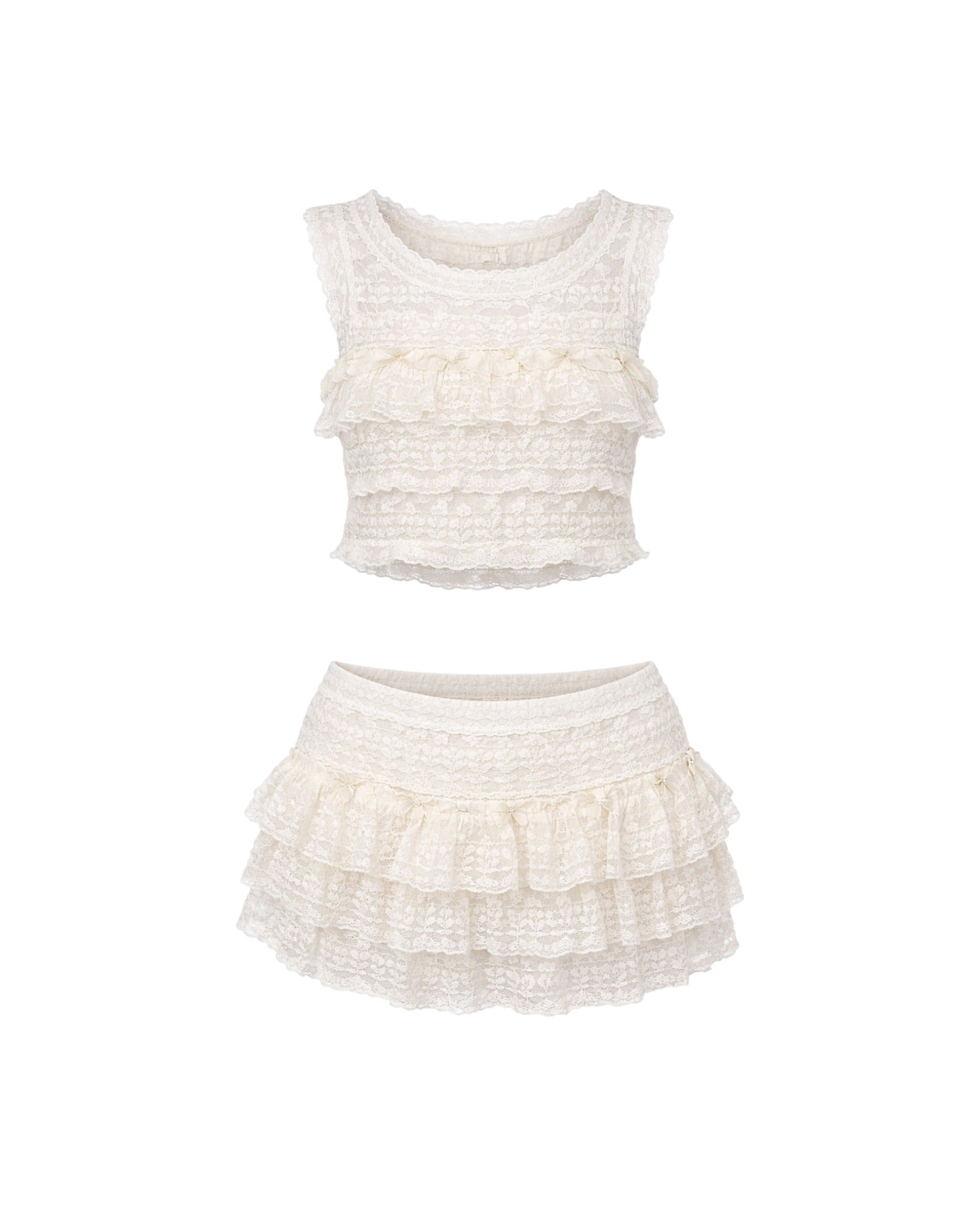 Apricot Two-Piece Lace Ruffle Set | Mabel Love Co
