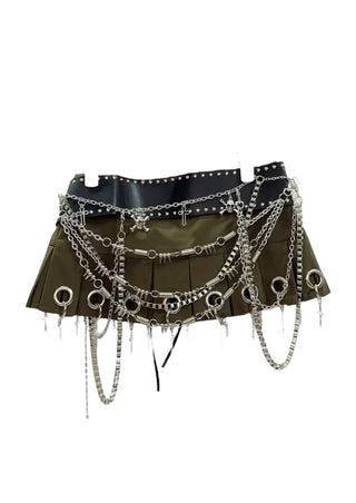 Y2k Mini Skirt with Silver Chains