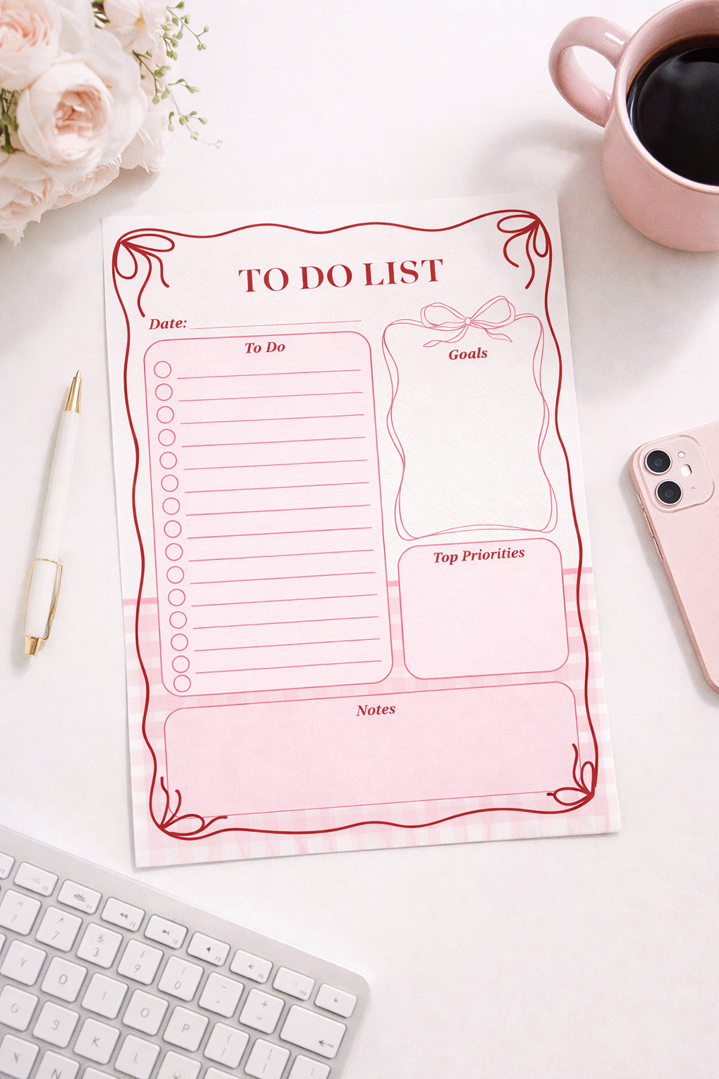 Pink Aesthetic To-Do List Planner Page