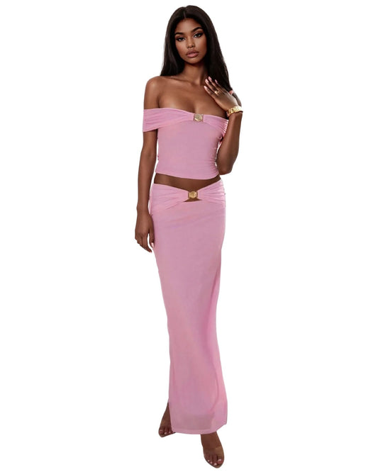 Elegant Sleeveless Club MAXI Set - Chic Night Outfit - lifestyle photo