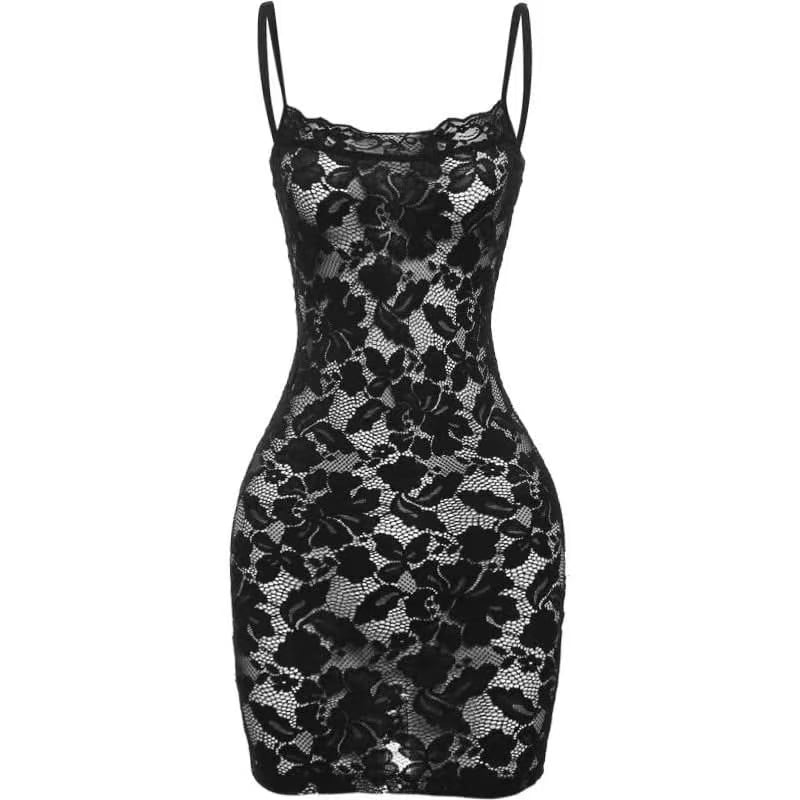 Lace See through Dress Black / L Lace See through Dress Black / L