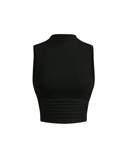 Solid Color Sleeveless Crew Neck Daily Tank