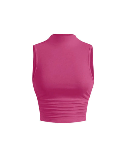 Solid Color Sleeveless Crew Neck Daily Tank