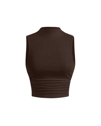 Solid Color Sleeveless Crew Neck Daily Tank