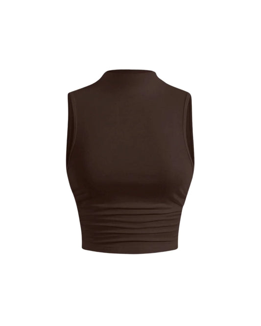 Solid Color Sleeveless Crew Neck Daily Tank - lifestyle photo