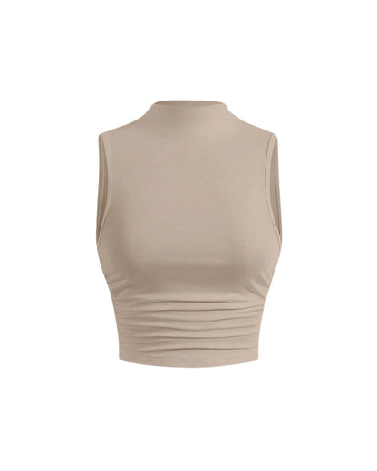 Solid Color Sleeveless Crew Neck Daily Tank