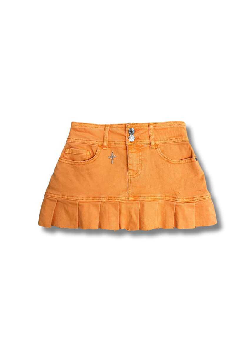 Orange Pleated Skirt, 