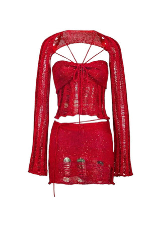 Red Two-Piece Sequin Set - Mabel Love Co