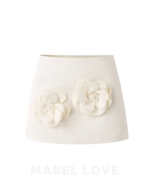 3D flower crop top and skirt set for women