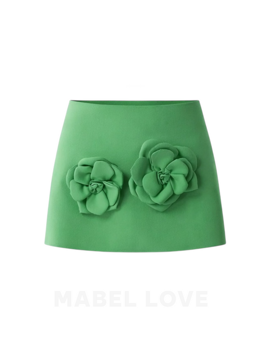 3D flower crop top and skirt set for women