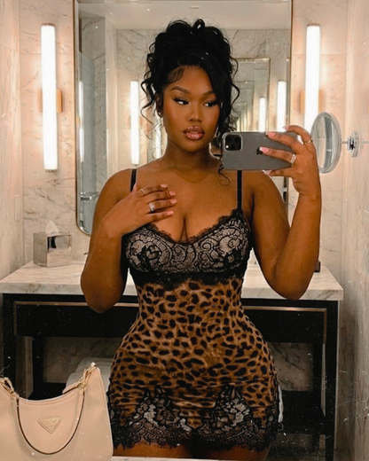 Minivestido de encaje de leopardo - Verano elegante 