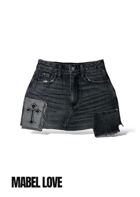 Black Cross Mini Skirt