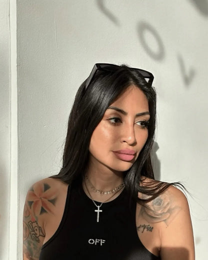 Top corto blanco roto 