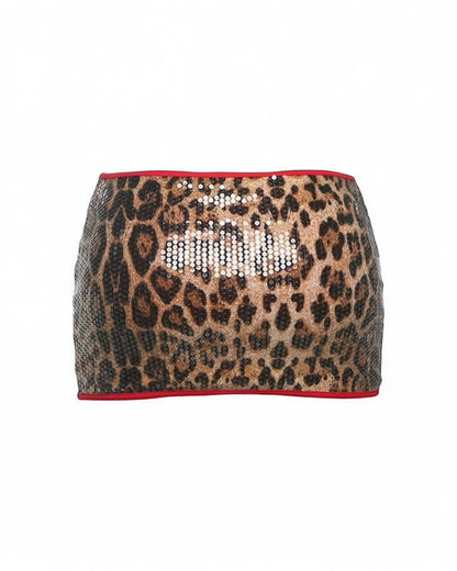 Sequin Leopard Mini Skirt - Wild Night Out