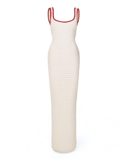 White Knit Maxi Dress - Backless & Bodycon