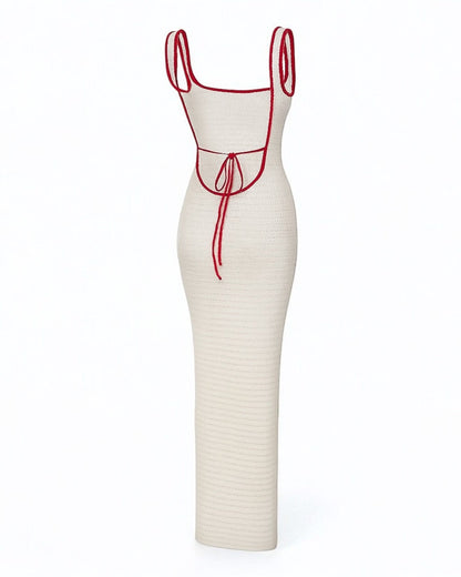 White Knit Maxi Dress - Backless & Bodycon