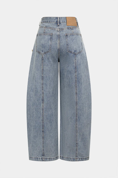 Distressed Wide-Leg Denim Jeans