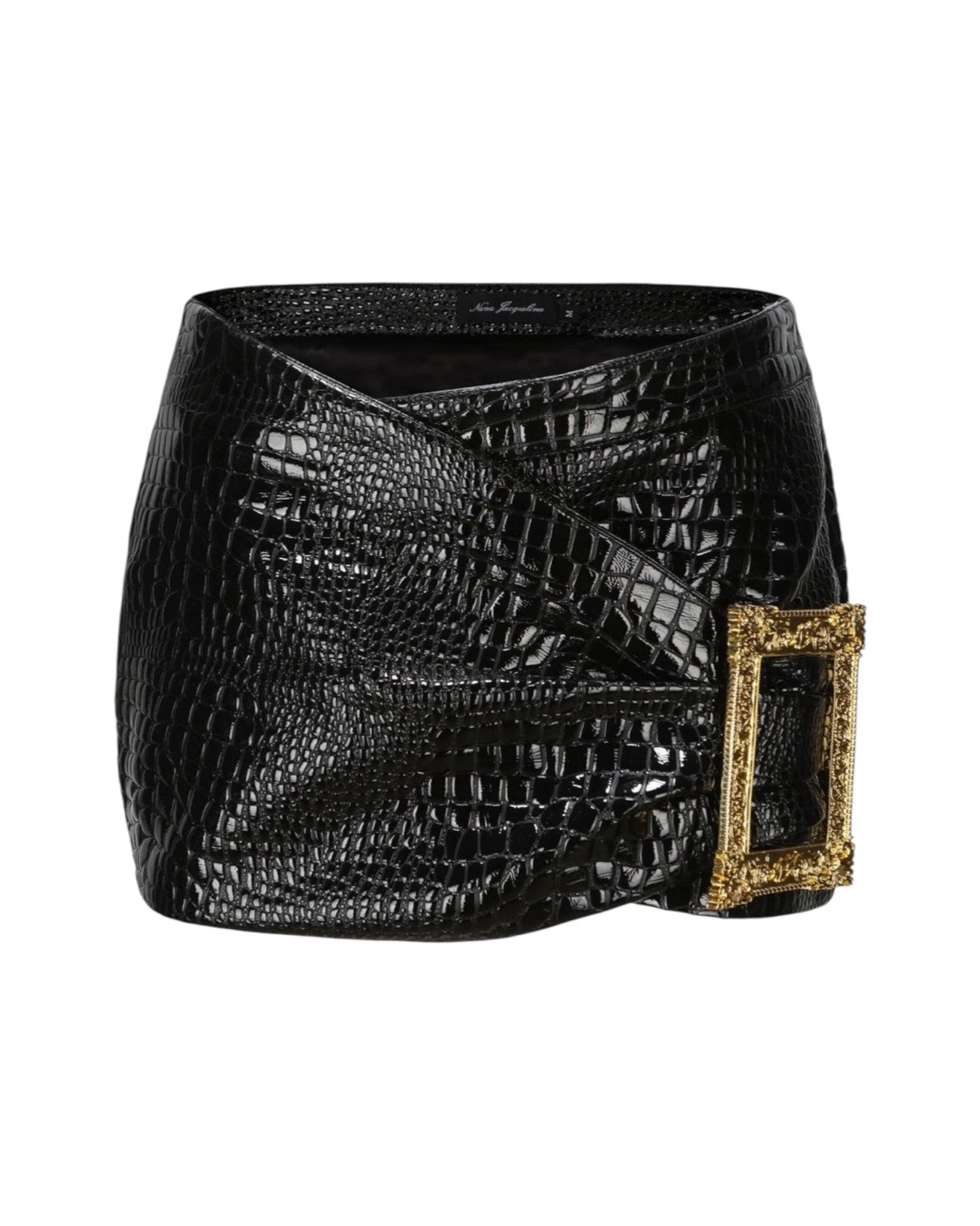 black leather mini skirt