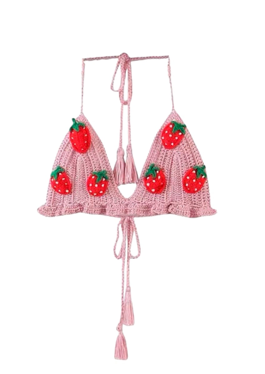 Knitted Two Piece with Strawberry Sweet Ruffles