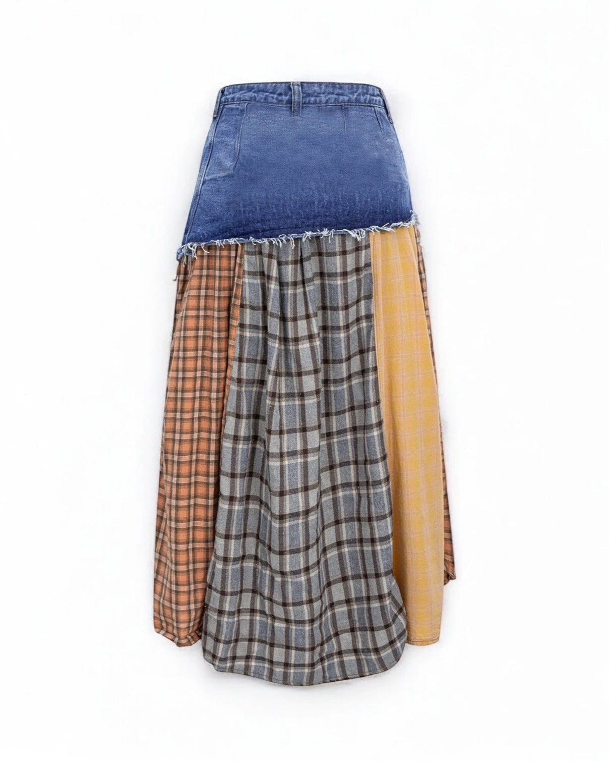 Luna Plaid Patchwork A-line Skirt