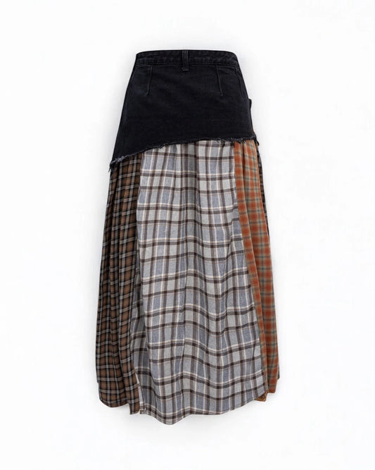 Luna Plaid Patchwork A-line Skirt - additional view 5