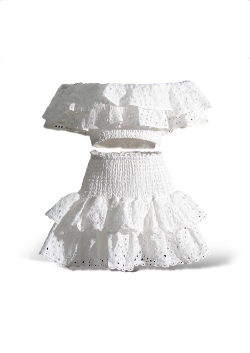 Ruffled Off-Shoulder and Mini Skirt Set - Mabel Love Co