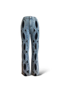 Hollow Out Flare Denim Pants