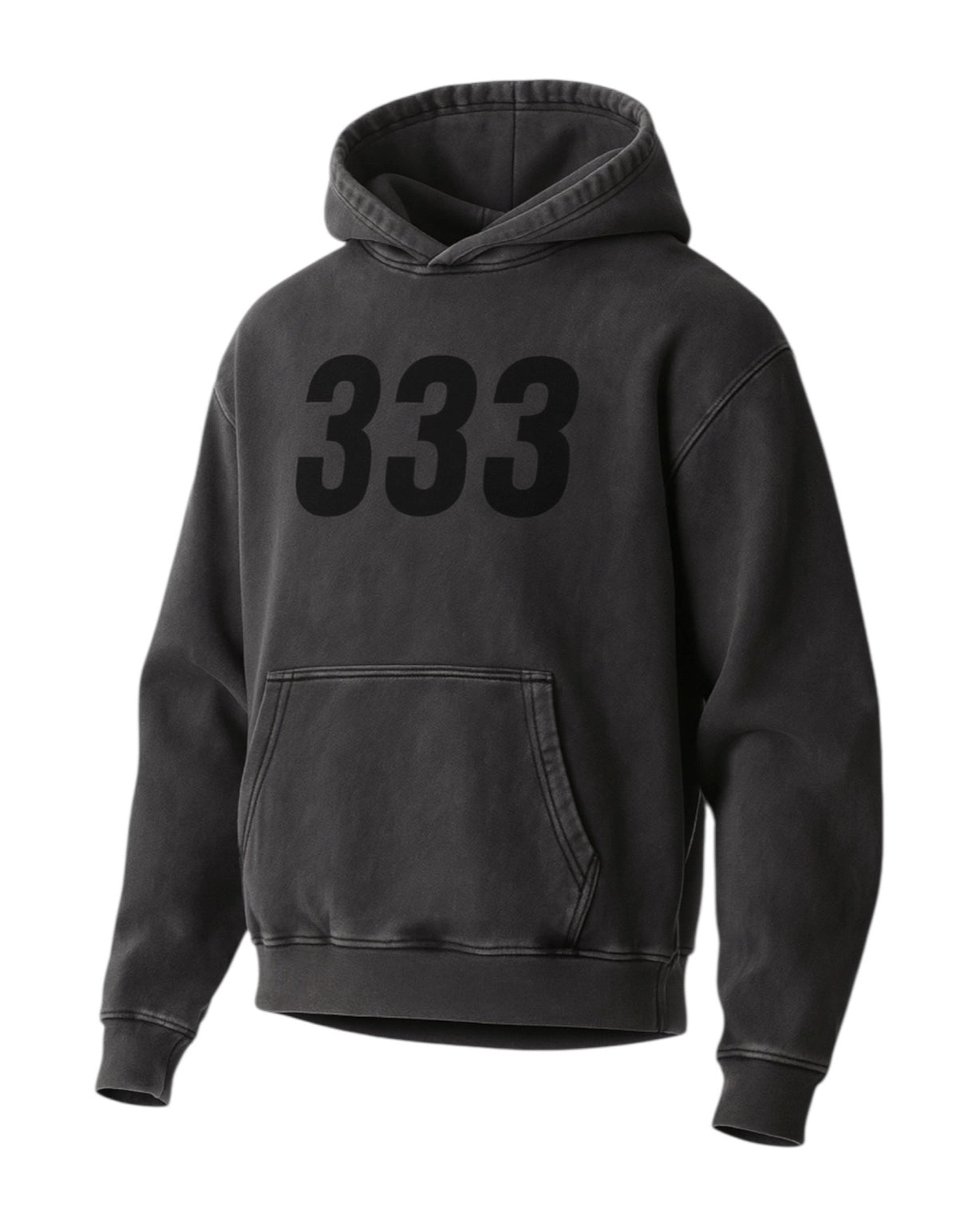 333 angel numbers Acid Wash Oversize Hoodie - 420 GSM - detail shot