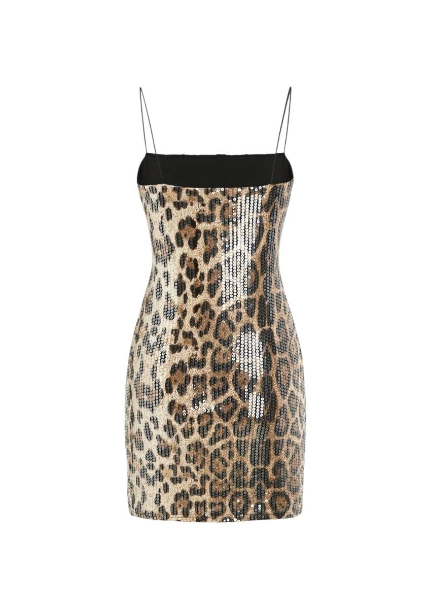 CHEETAH SPARKLE SEQUIN MINI DRESS LEOPARD - Party Dress