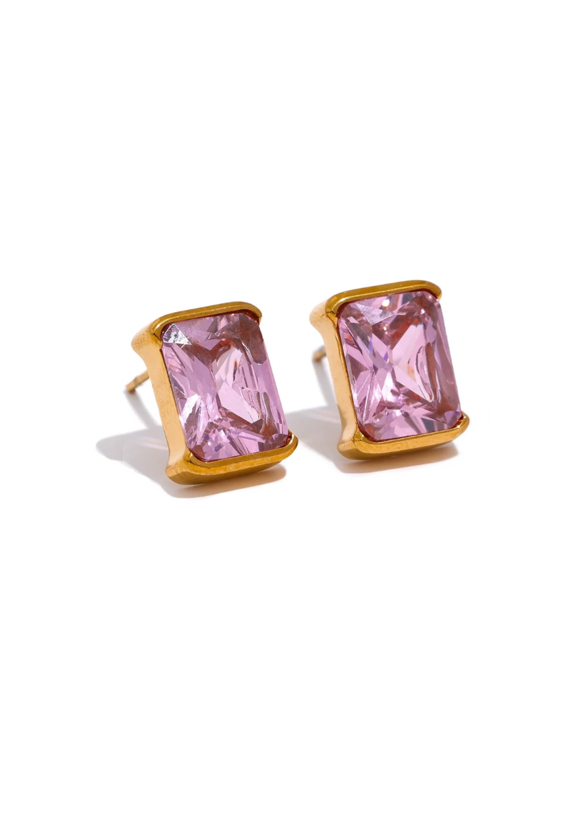 Gold Square Stud Earrings - main product image