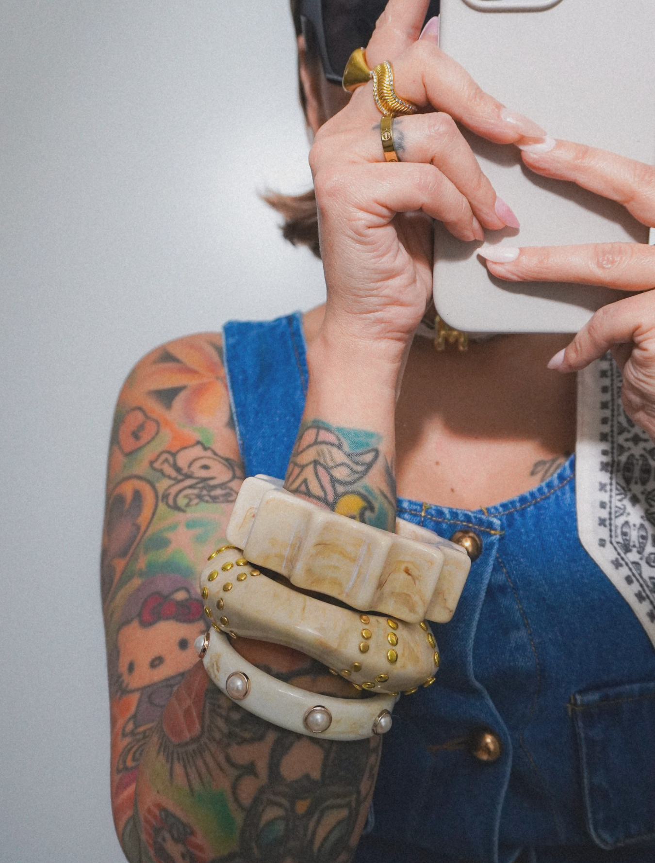 Pearls Off-White Geometric Bangles