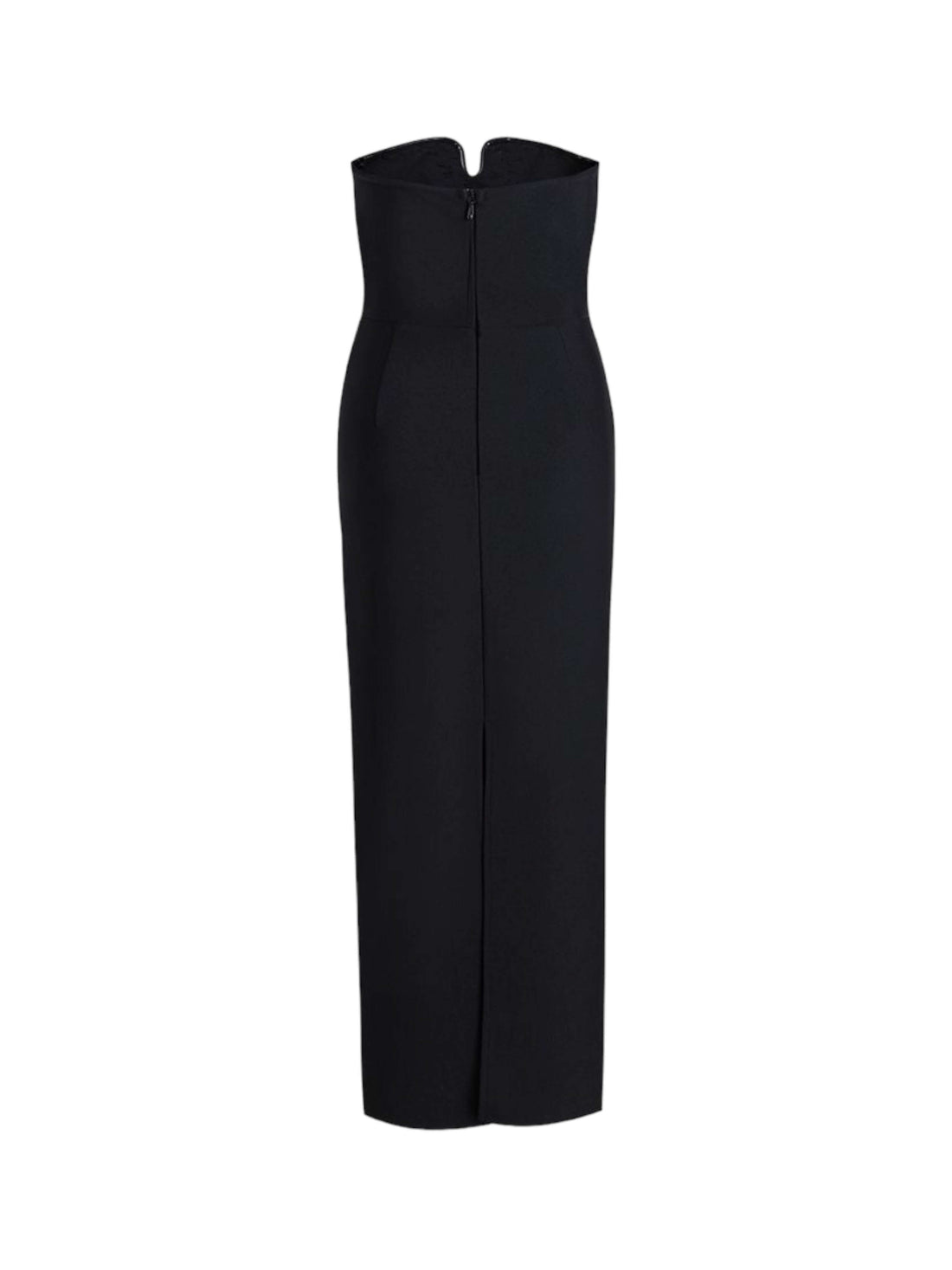 Sophisticated Black Evening Gown with Crystal Shoulder Embellishments - Mabel Love Co