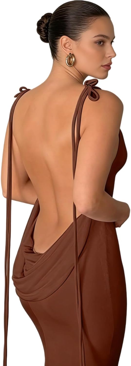 Draped Crisscross Backless Maxi Dress — image 5