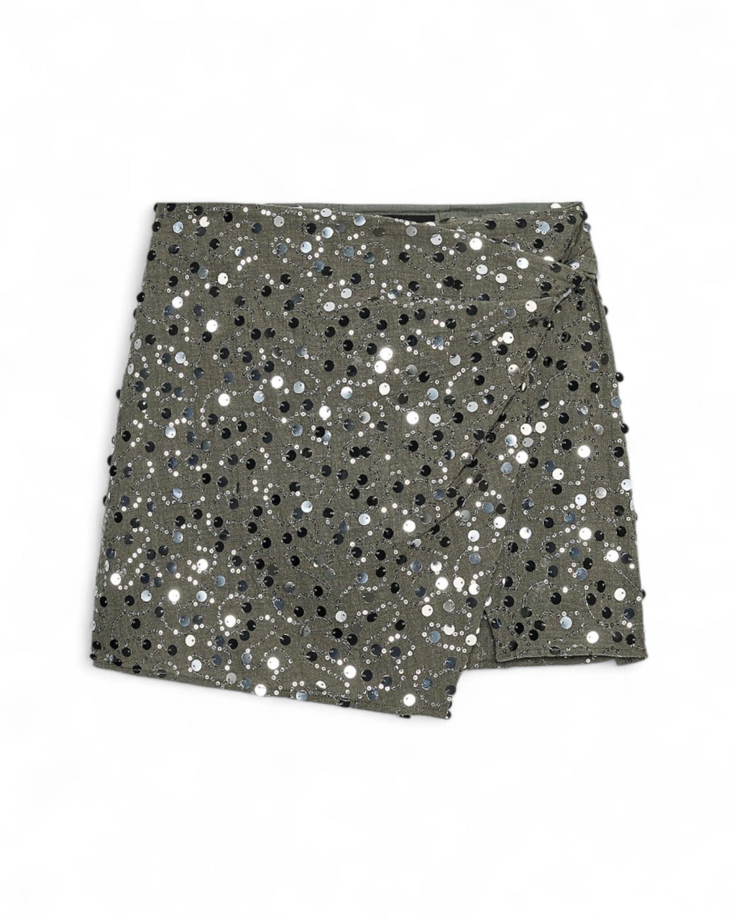 Grey Sequin Mini Skirt - Party Club Sparkle Skirt Women