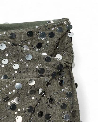 Grey Sequin Mini Skirt - Party Club Sparkle Skirt Women