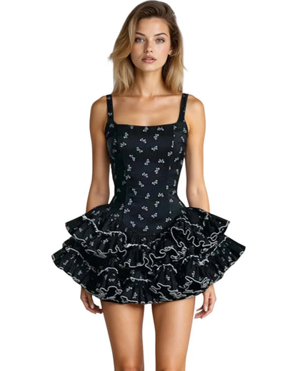 2 piece black  Margot Asymmetrical Hem Mini Dress