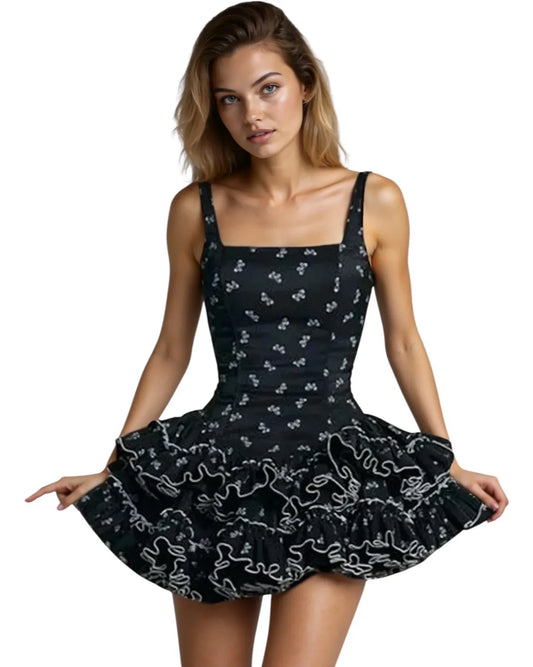 2 piece black  Margot Asymmetrical Hem Mini Dress