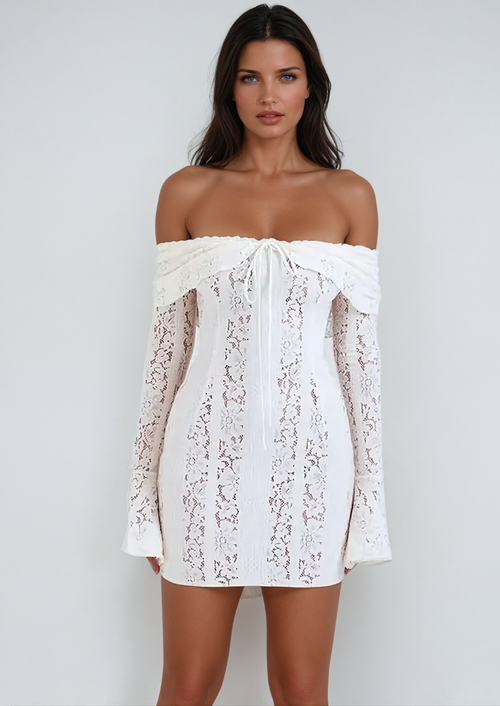 Floral Lace Off-Shoulder Mini Dress