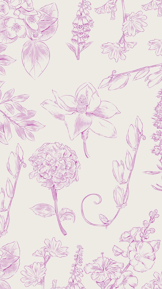 Floral pattern with purple flowers on a light background