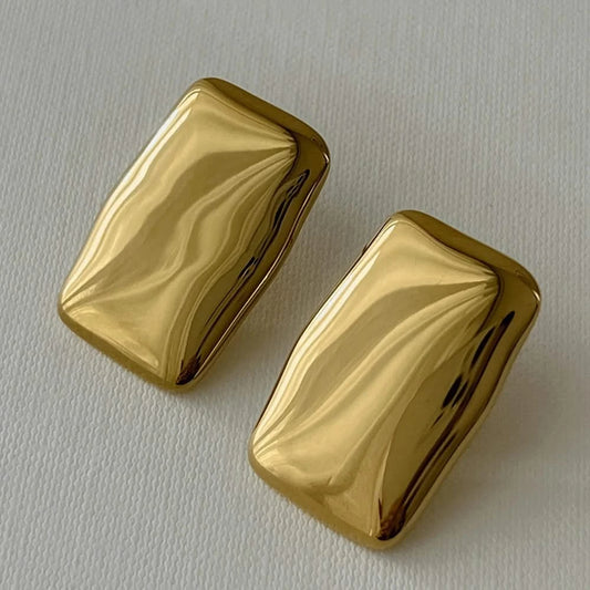 Jodie Earrings - Rectangle Gold Stud Earrings