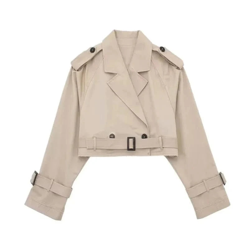 Khaki Cropped Trench Coat
