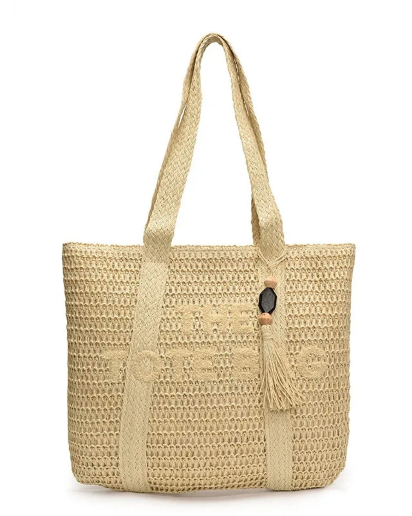 Large French Style Straw Beach Tote bag
